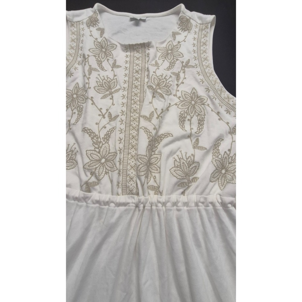 J Jill white sleeveless embroidered tassel tie waist babydoll dress 2XL boho - Picture 5 of 16